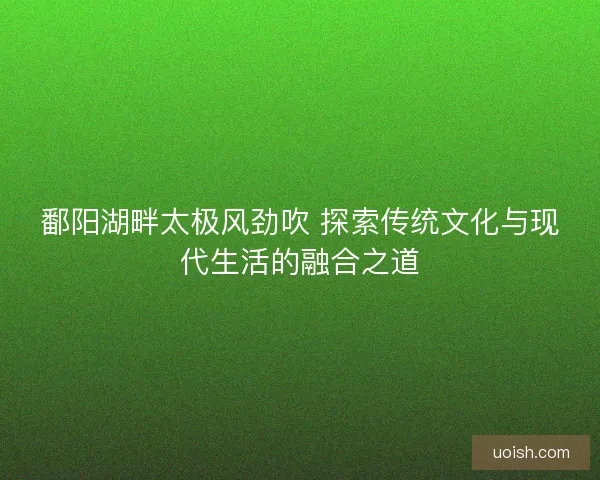 鄱阳湖畔太极风劲吹 探索传统文化与现代生活的融合之道